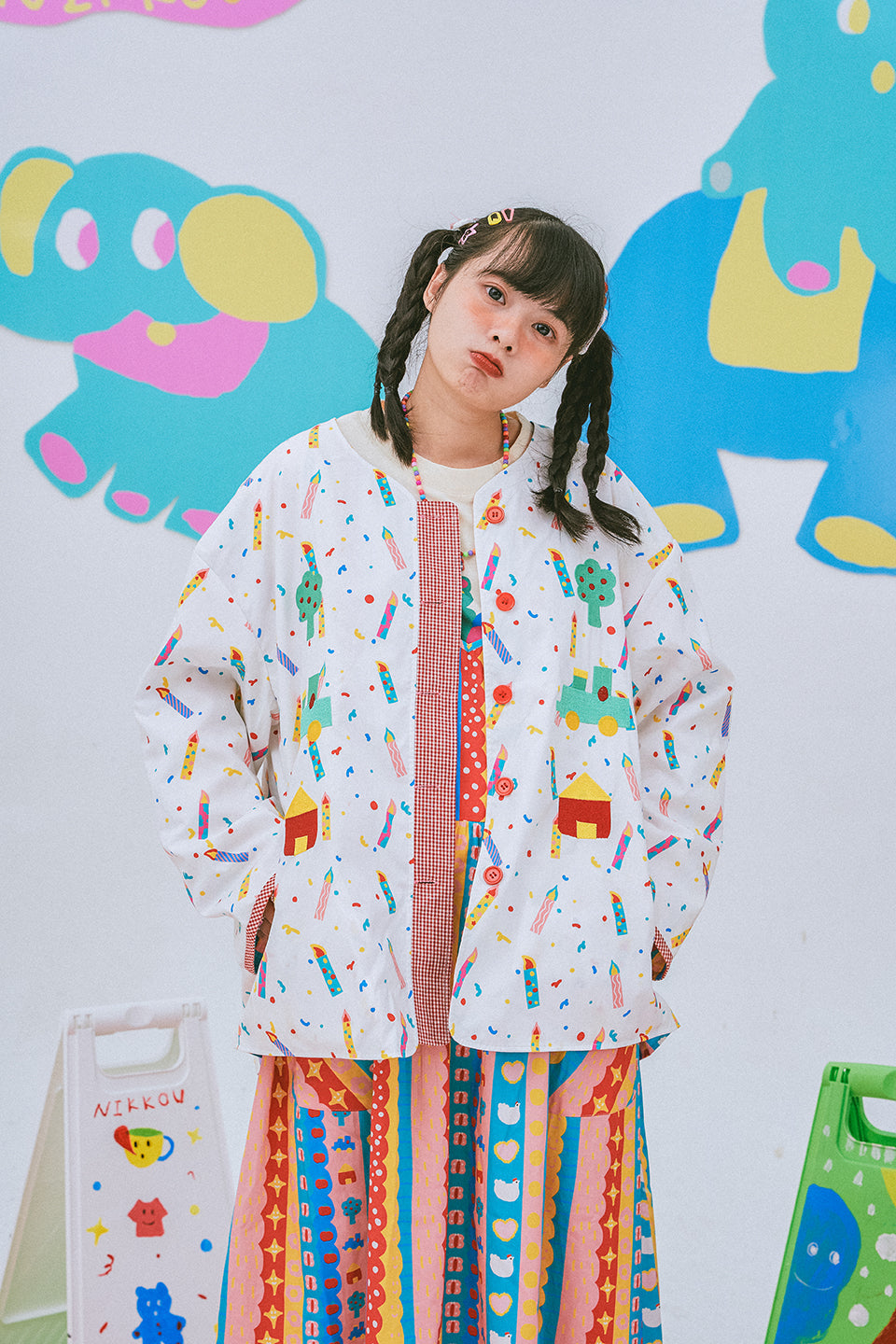 Reversible Cotton Button Jacket