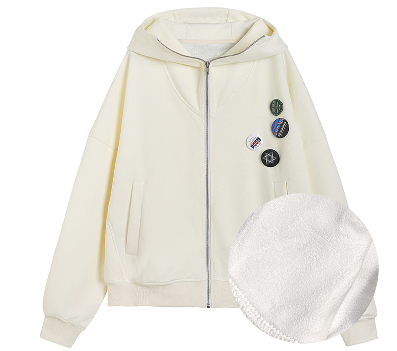 Manteau gris à capuche zippé