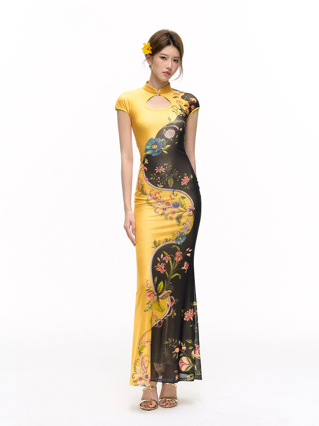 Gold Foil Bodycon Mermaid Dress