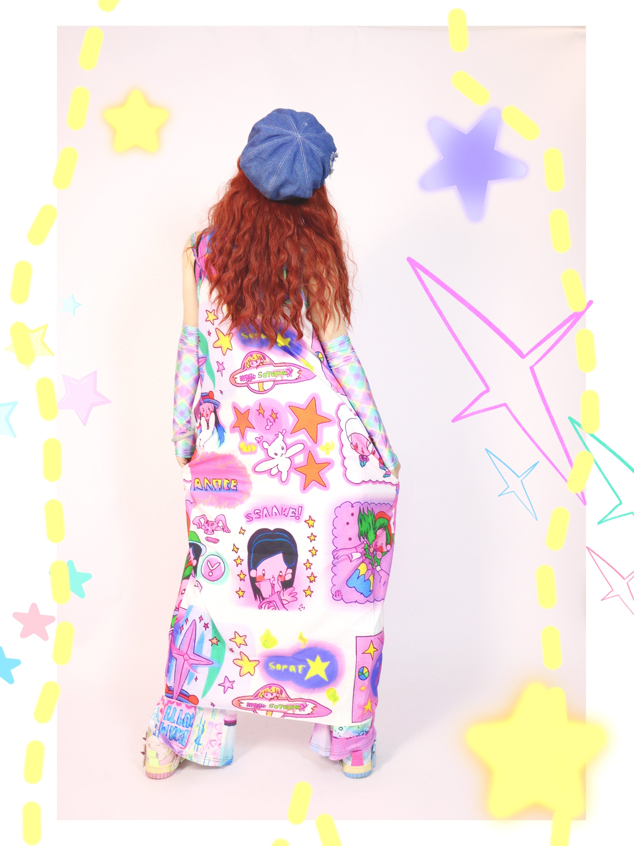 Kawaii Star Cute Print Maxi Dress