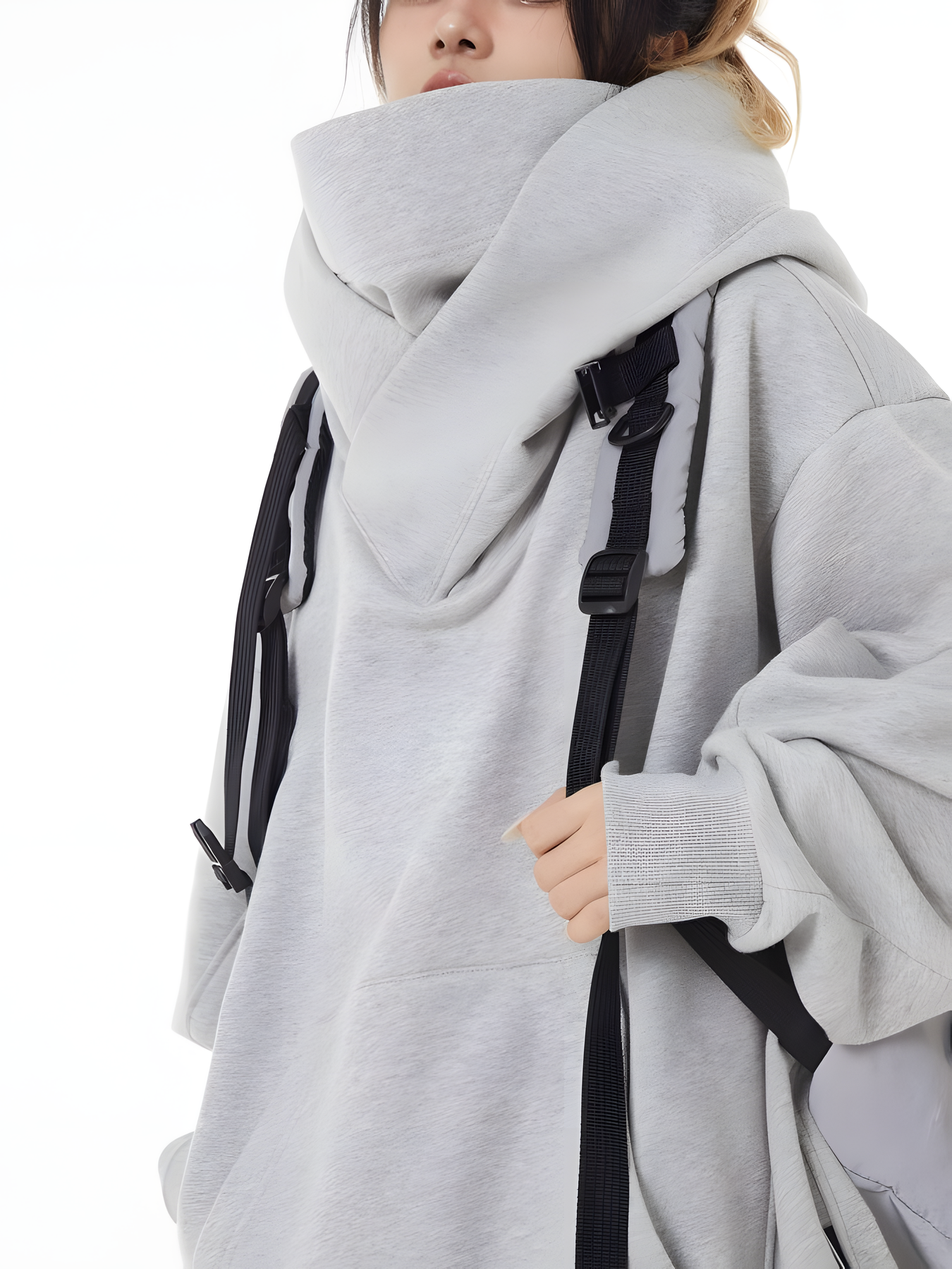 Loose Fit High Neck Hooded Pullover - chiclara