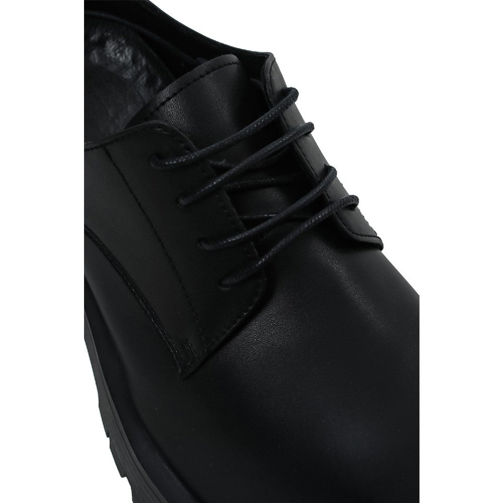 Squared Black Platform Chunky Derby Shoes