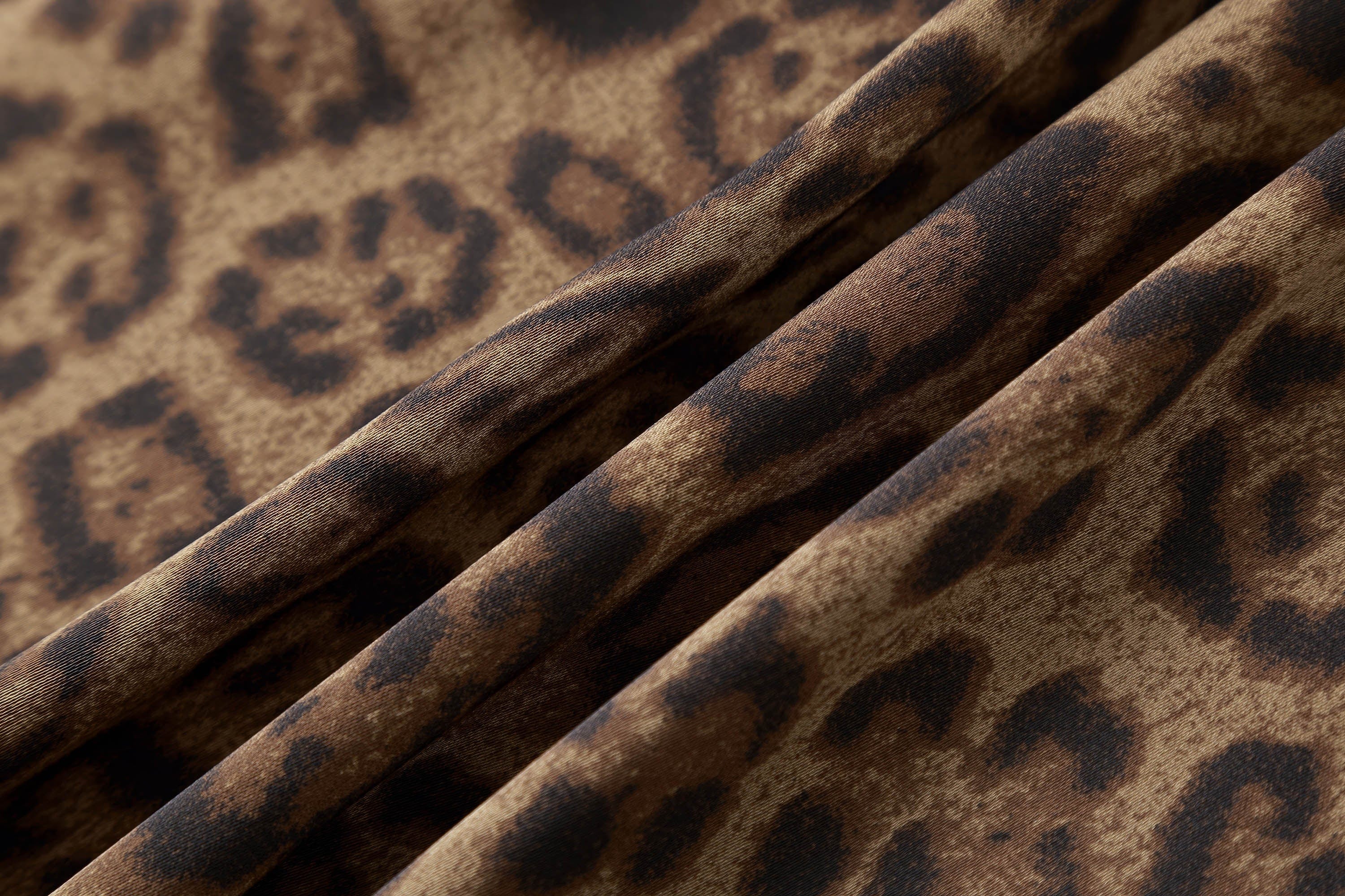 Leopard Print Button-Up Satin Shirt