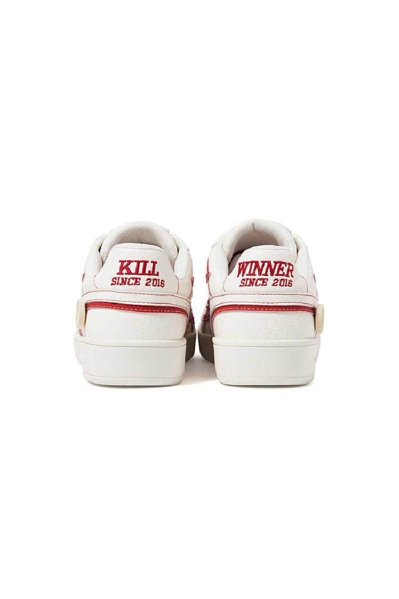 Classic Low-Top Sneakers White with Red Accents