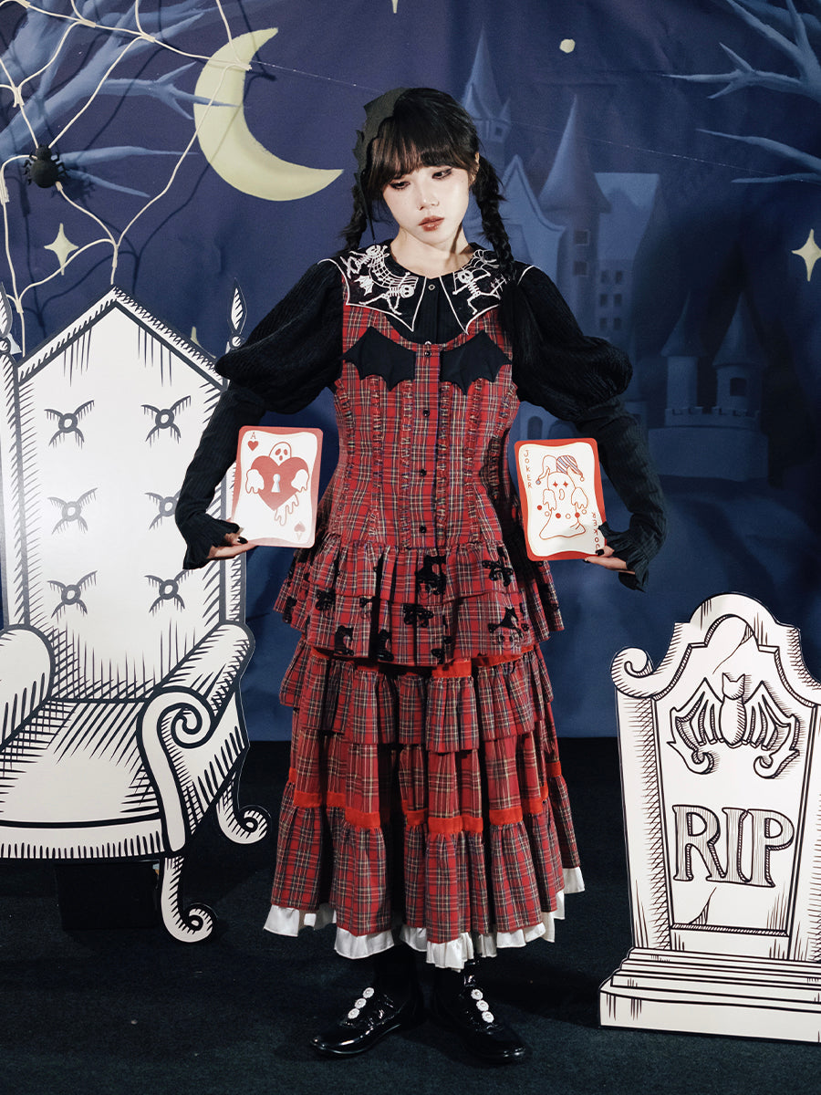 Bat Wing Plaid Gothic Dress