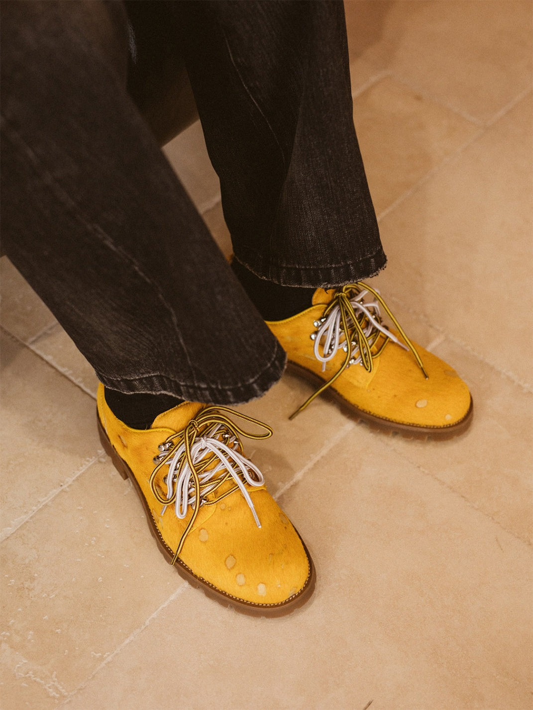 Spot Pony Hair Genuine Leather Workwear Derby Shoes image 4