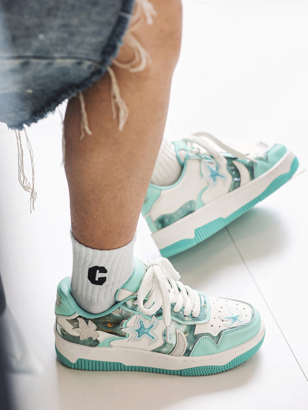 Star Patch Chunky Platform Skate Sneakers image 4