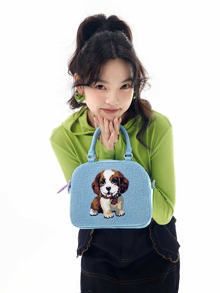 Blue Puppy Print Mini Handbag