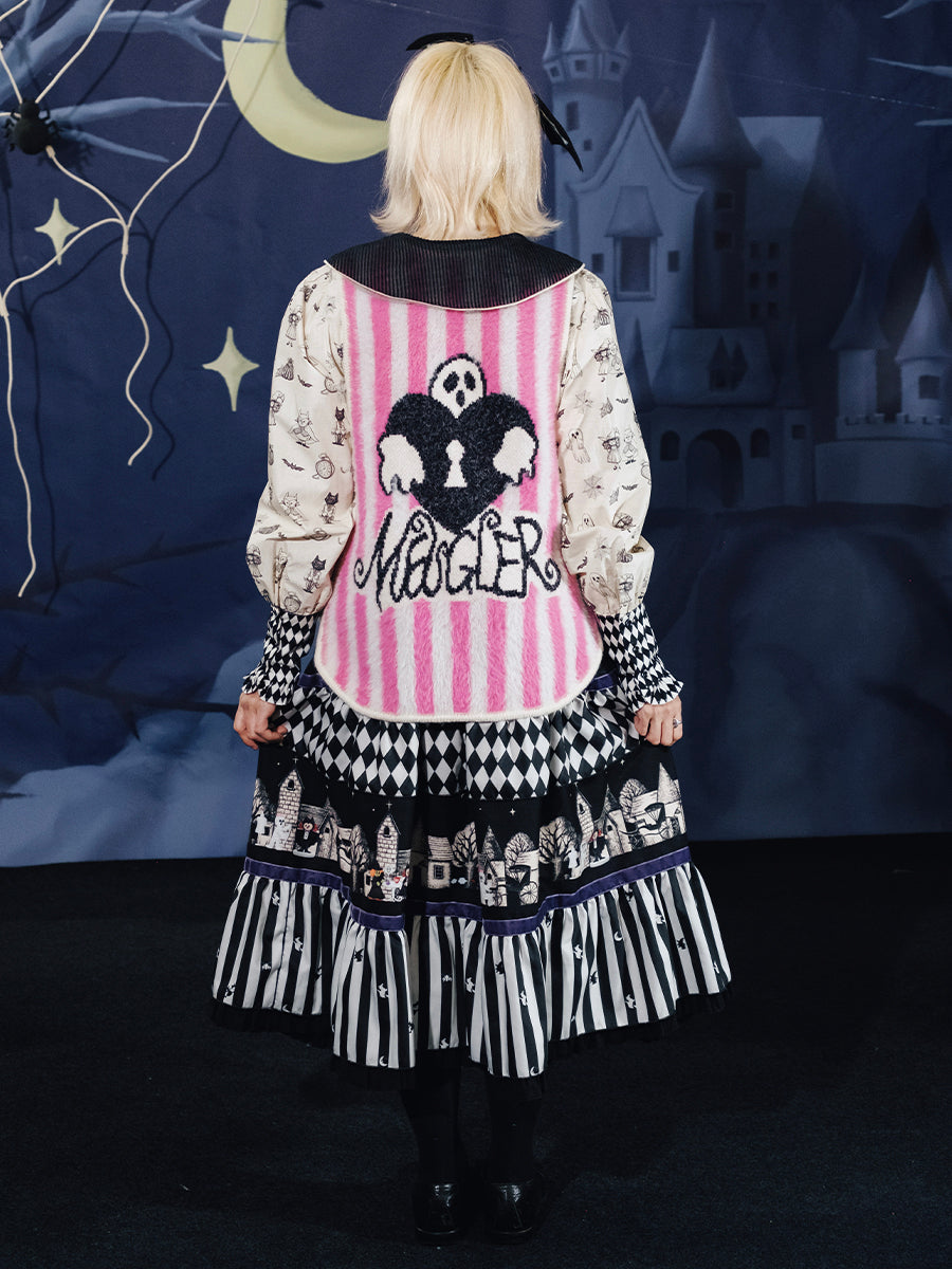 Pink Striped Ghost Card Knit Vest