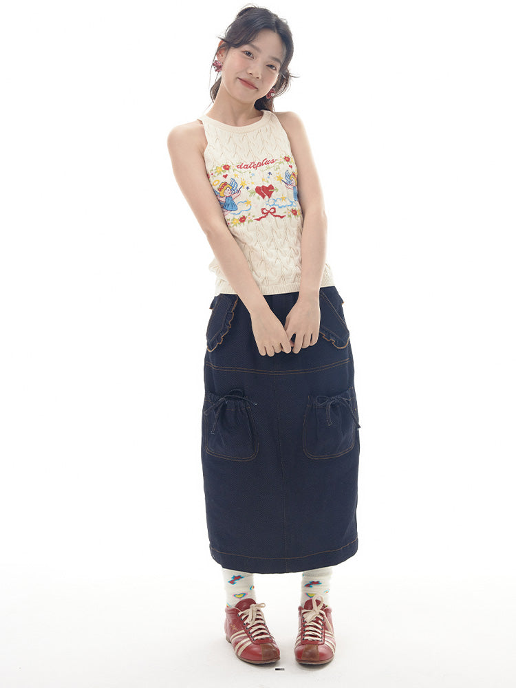 Angel Pattern Knit Tank Top