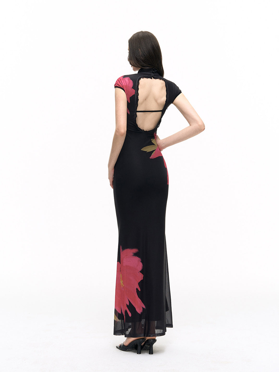 Night Blaze Colorblock Cheongsam Dress