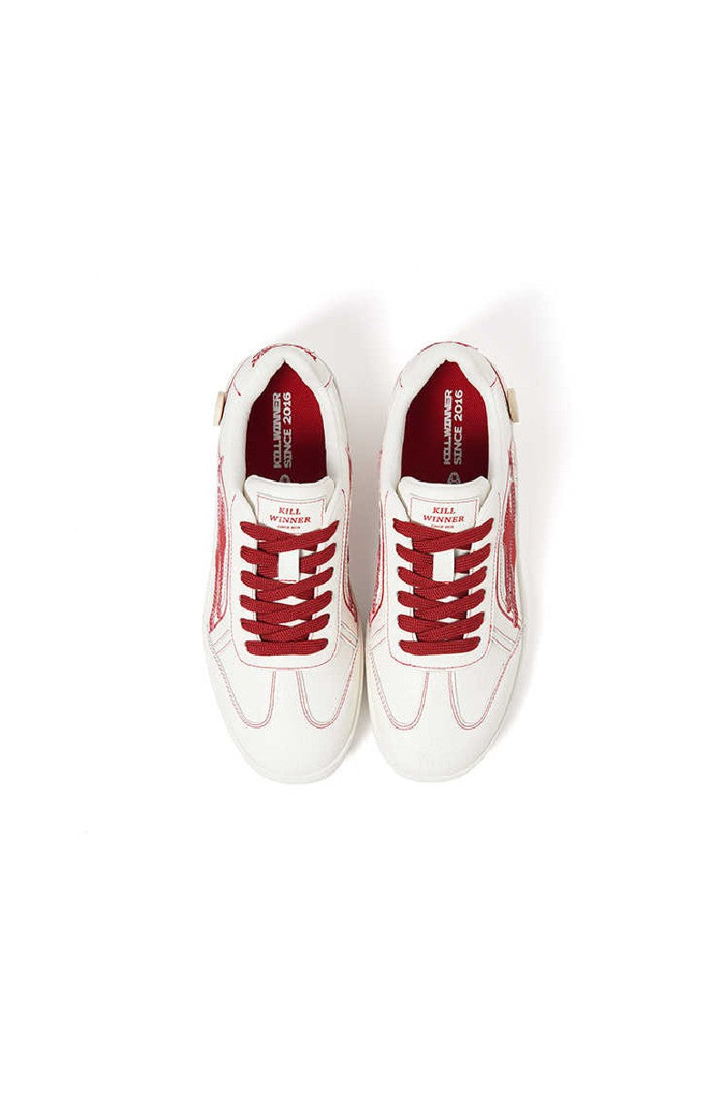 Classic Low-Top Sneakers White with Red Accents