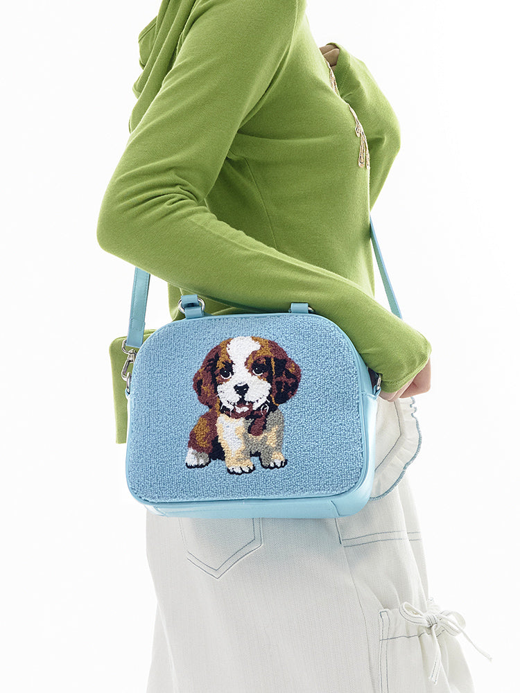 Blue Puppy Print Mini Handbag