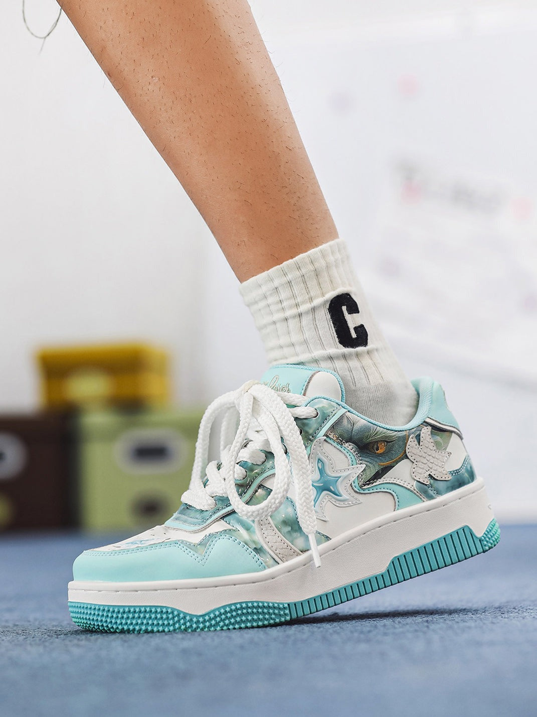 Star Patch Chunky Platform Skate Sneakers image 5