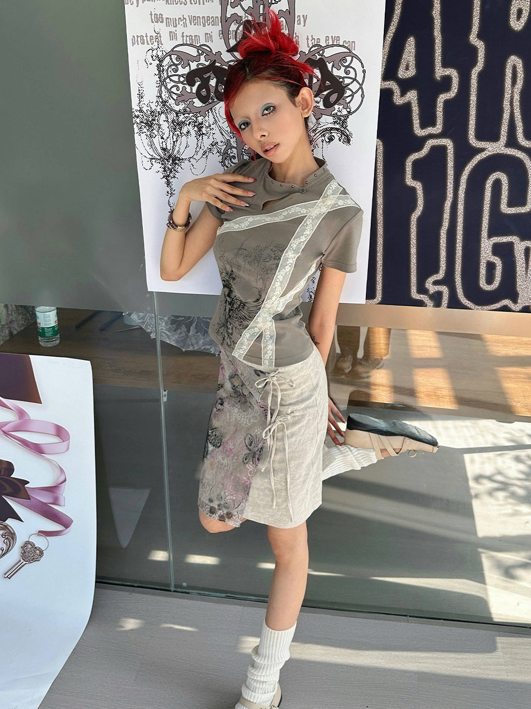 Cross Wing Cheongsam Collar Tee