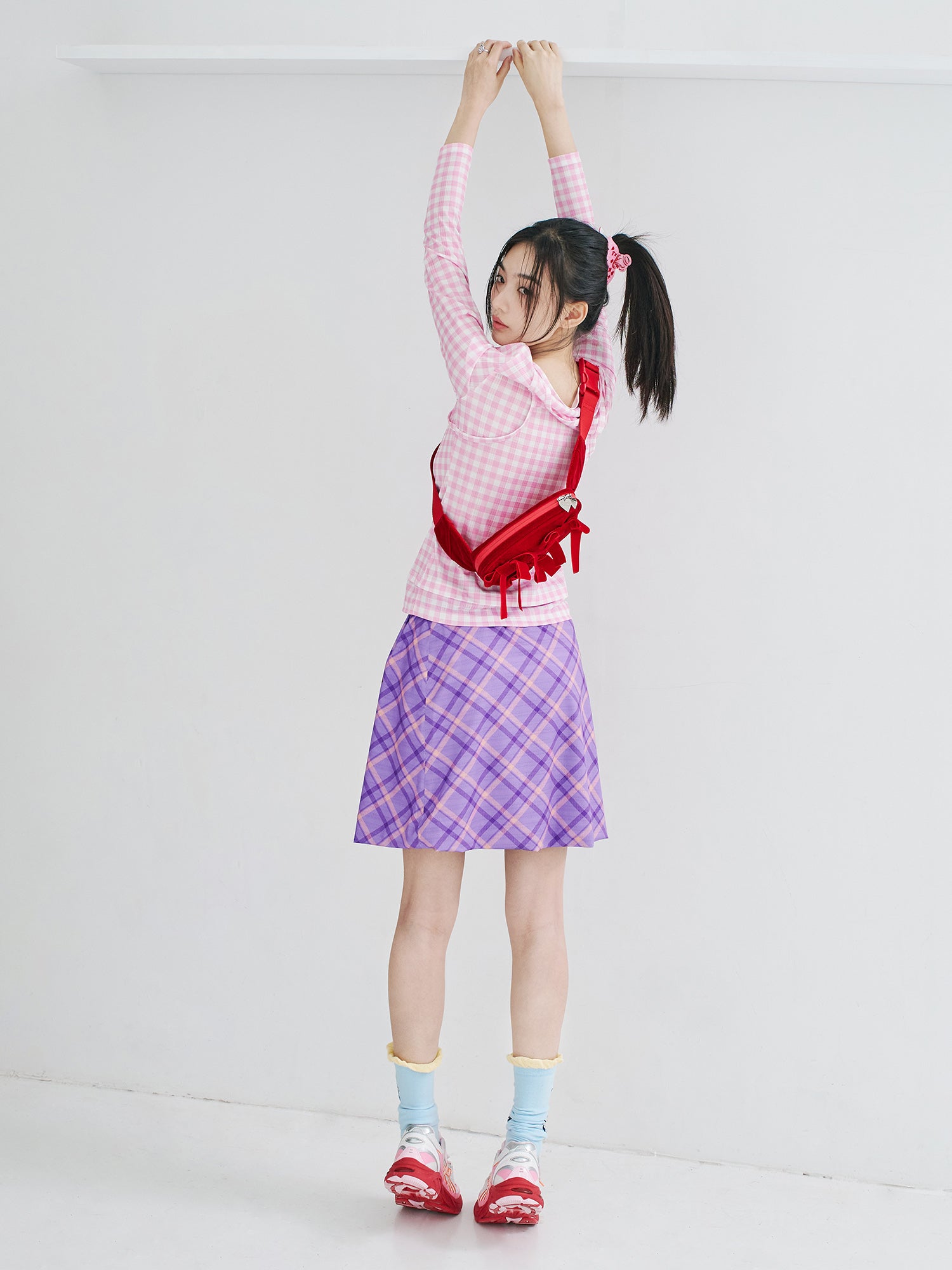 Purple Plaid Anime Girl Mini Skirt