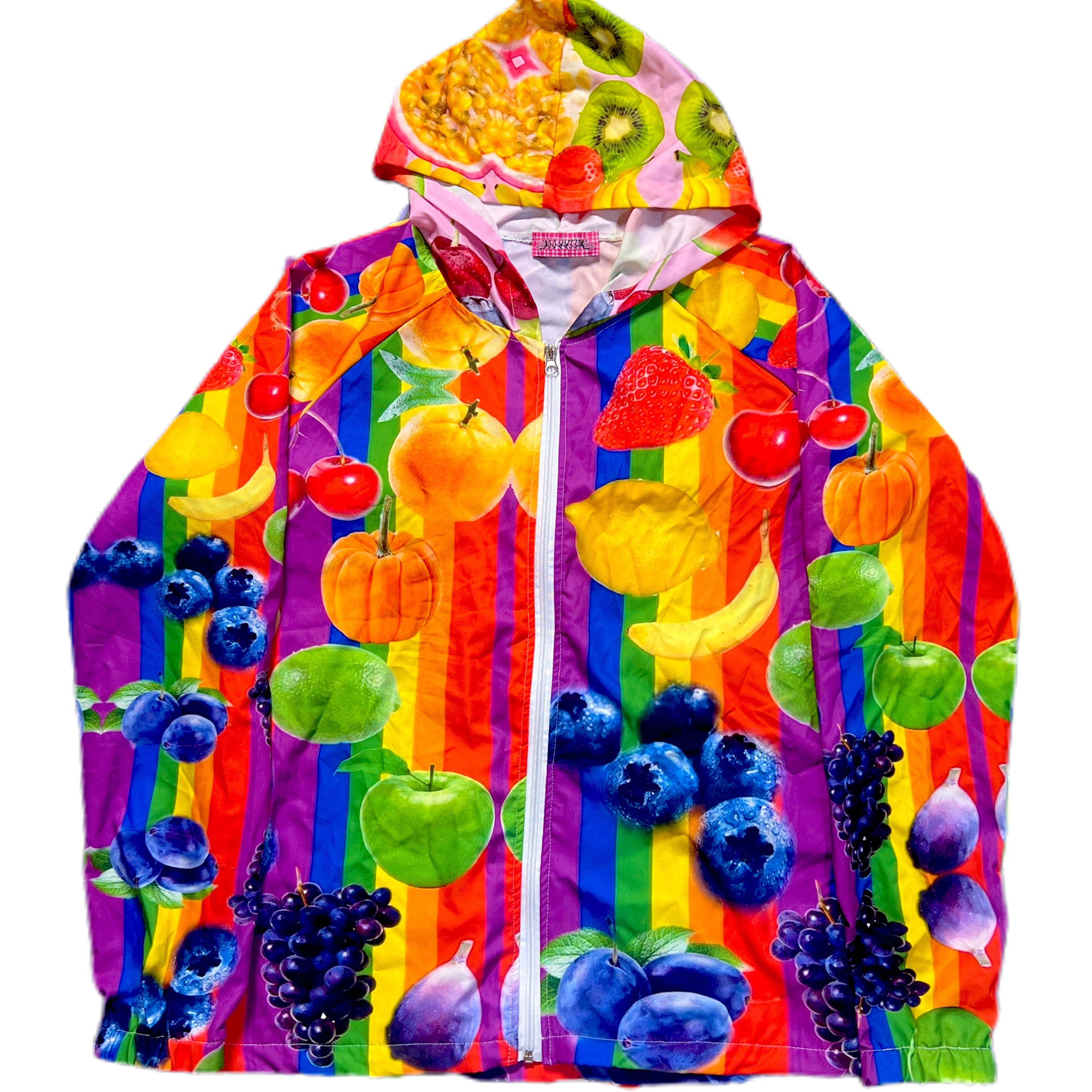 Rainbow Fruit Print Zip-Up Jacket