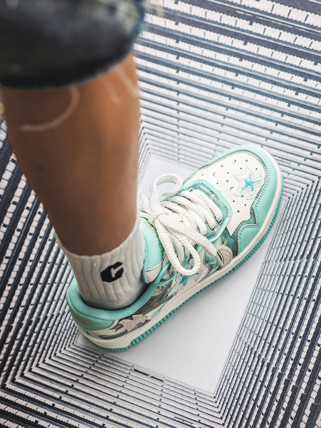Star Patch Chunky Platform Skate Sneakers image 6
