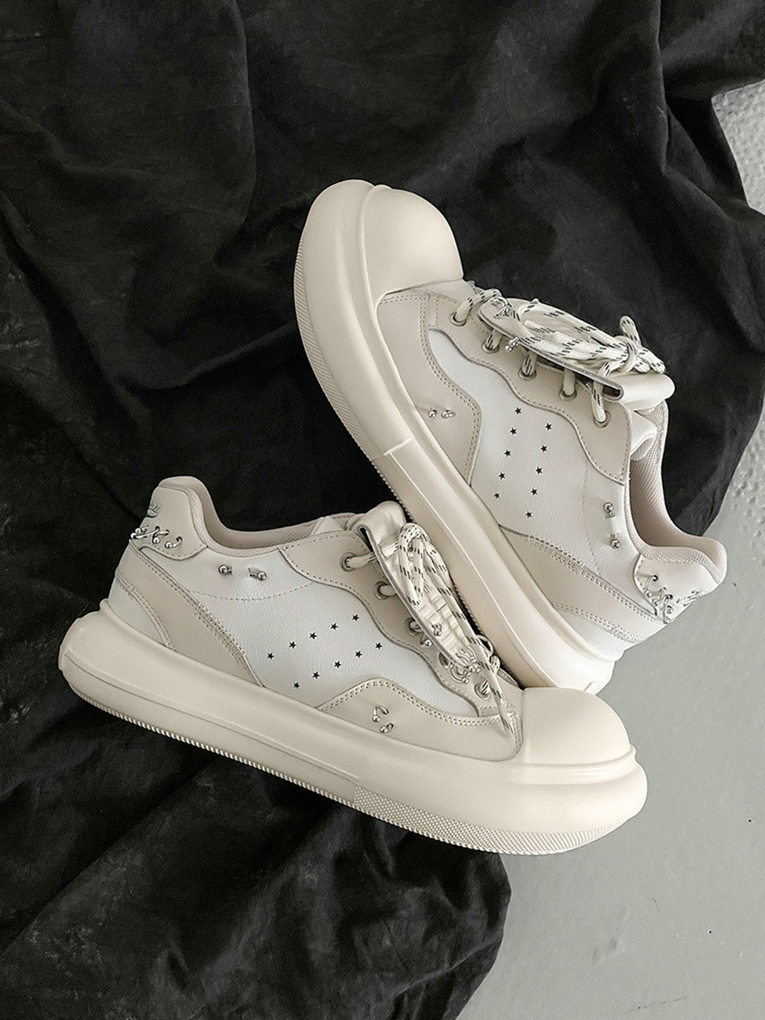 Metal Stud Punk Oversized Round Toe Chunky Platform Shoes image 6