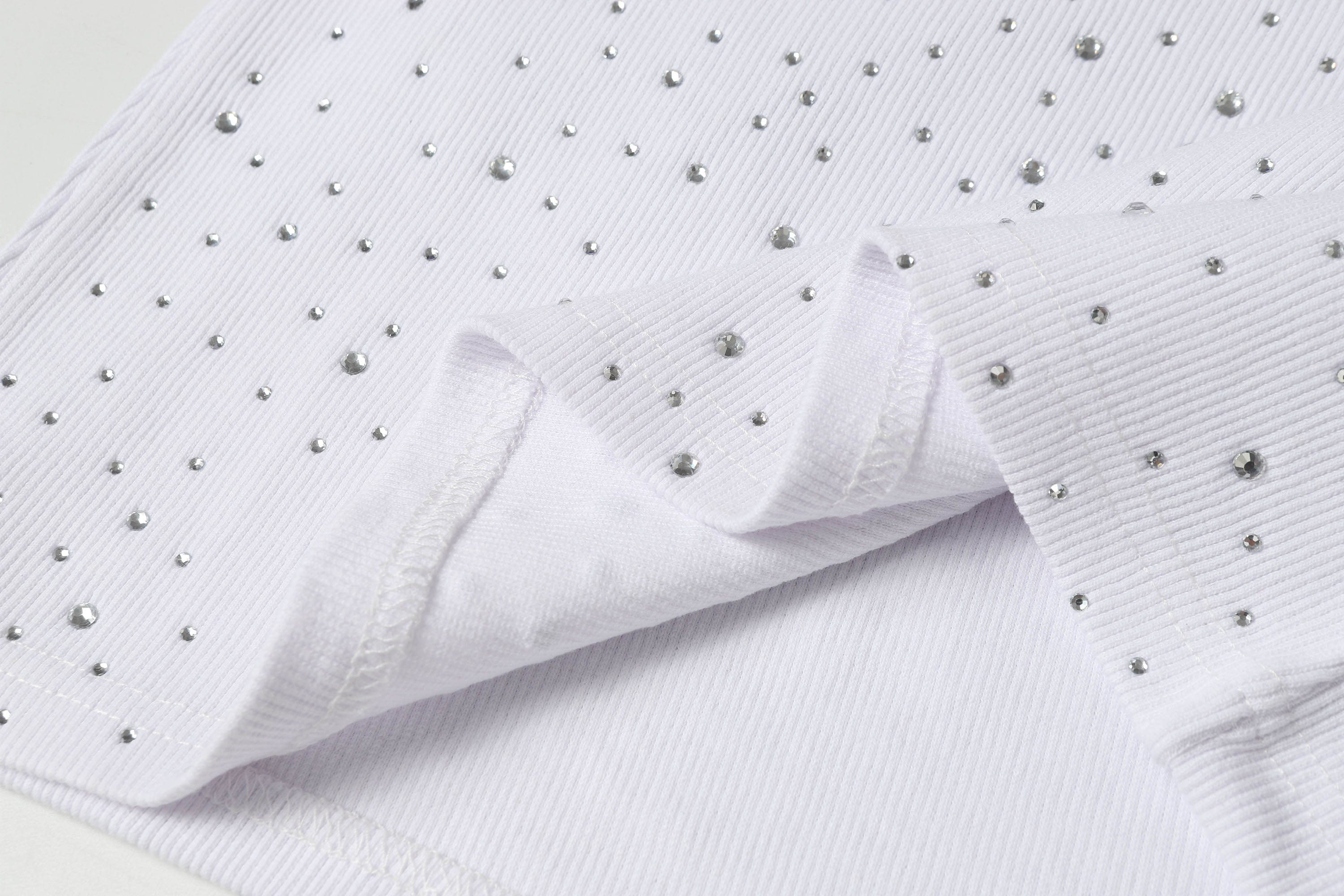 Rhinestone Embellished Ribbed Tank Top