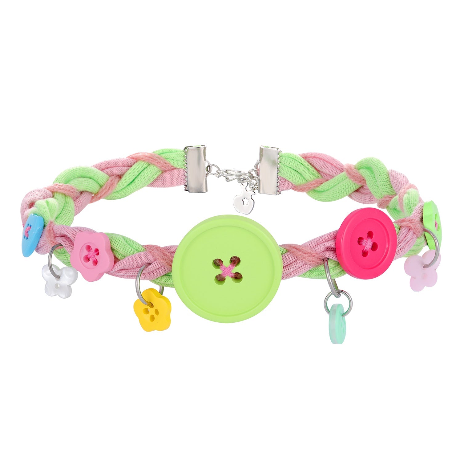 Pastel Button Braided Choker Necklace