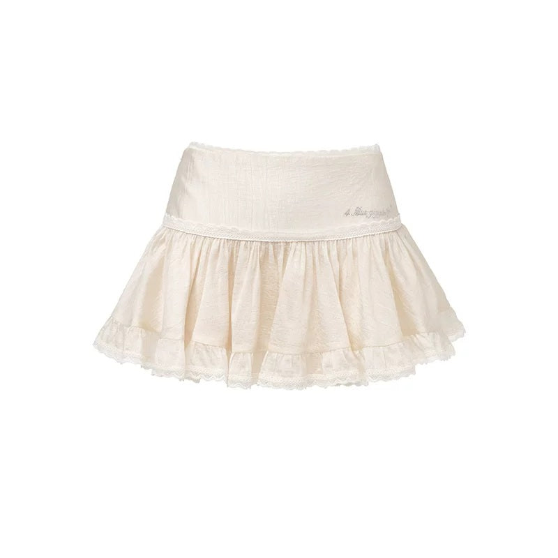 Pearl-Drop Cutout Top, Lace Pleated Skirt and Bra Separates Lace-Trimmed Pleated Skirt product view