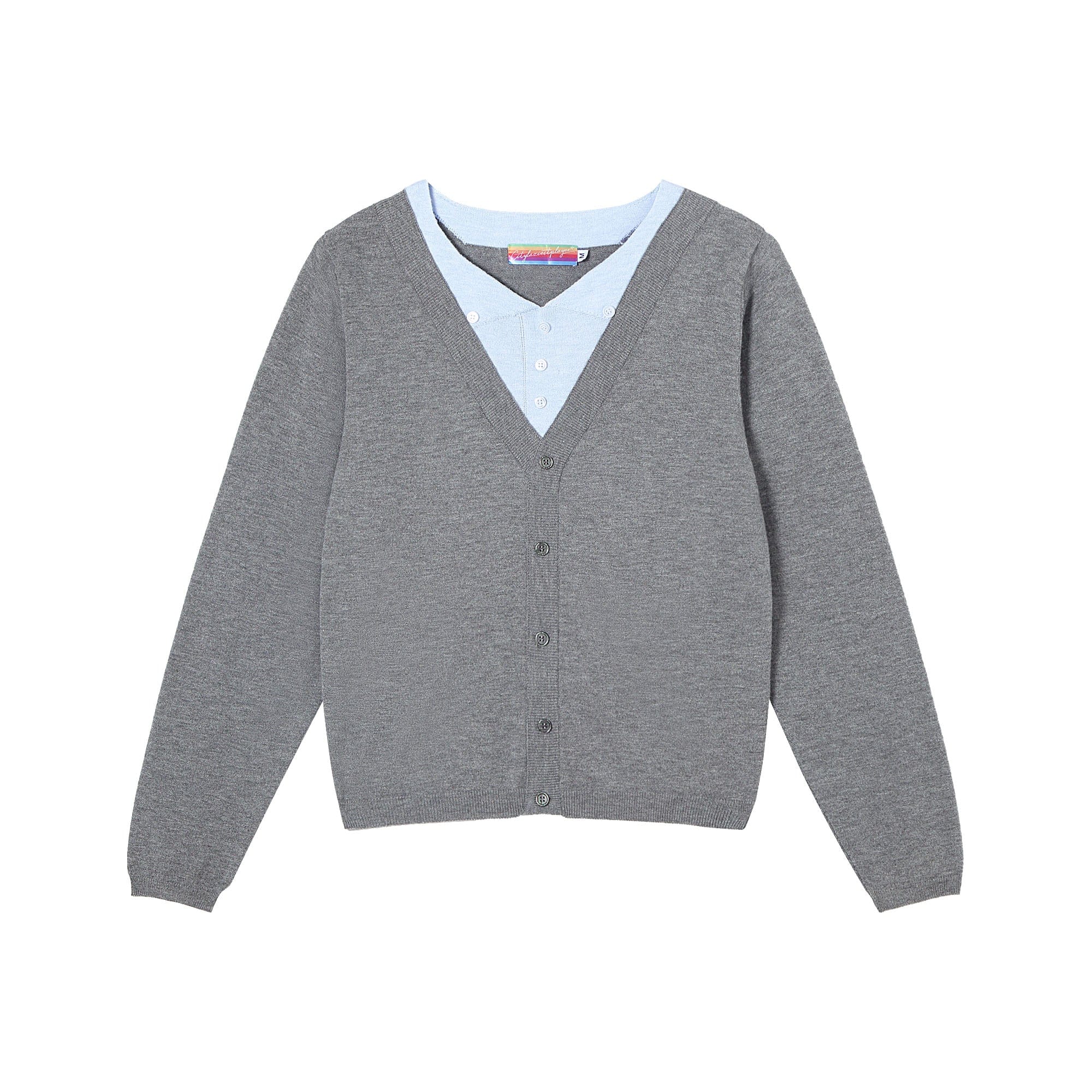 Light Gray Button-Up Cardigan Sweater