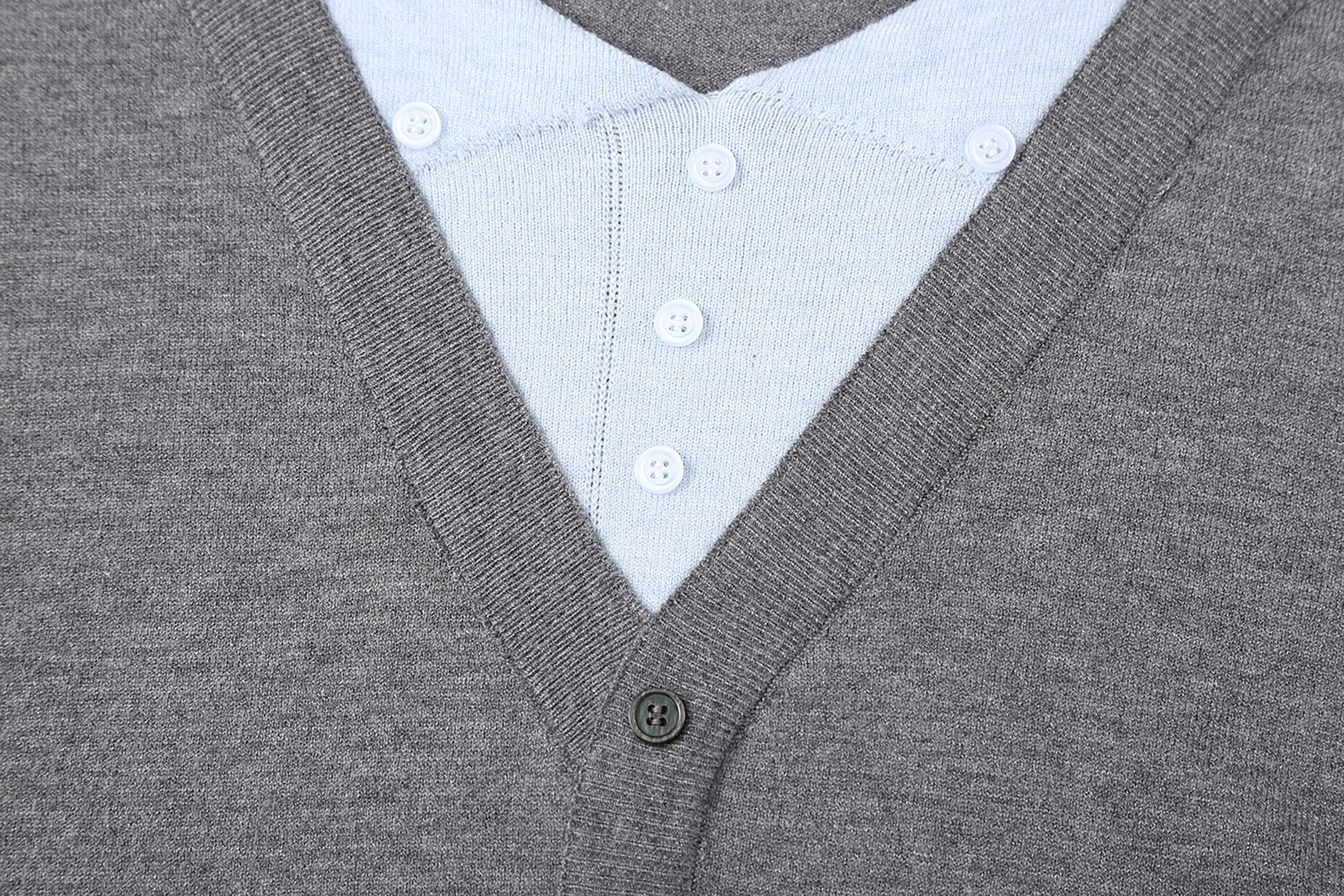 Light Gray Button-Up Cardigan Sweater