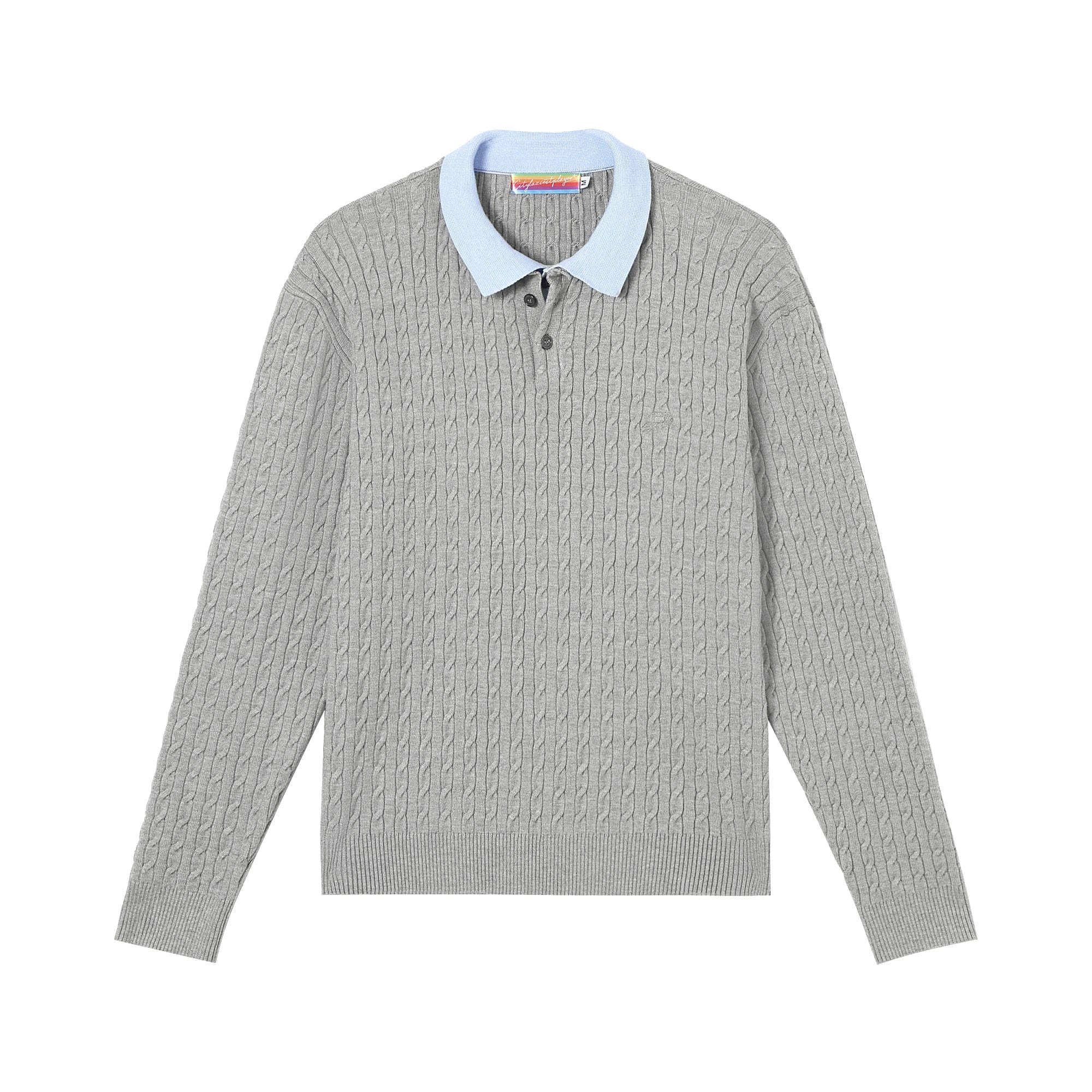 Preppy Cable Knit Polo Sweater