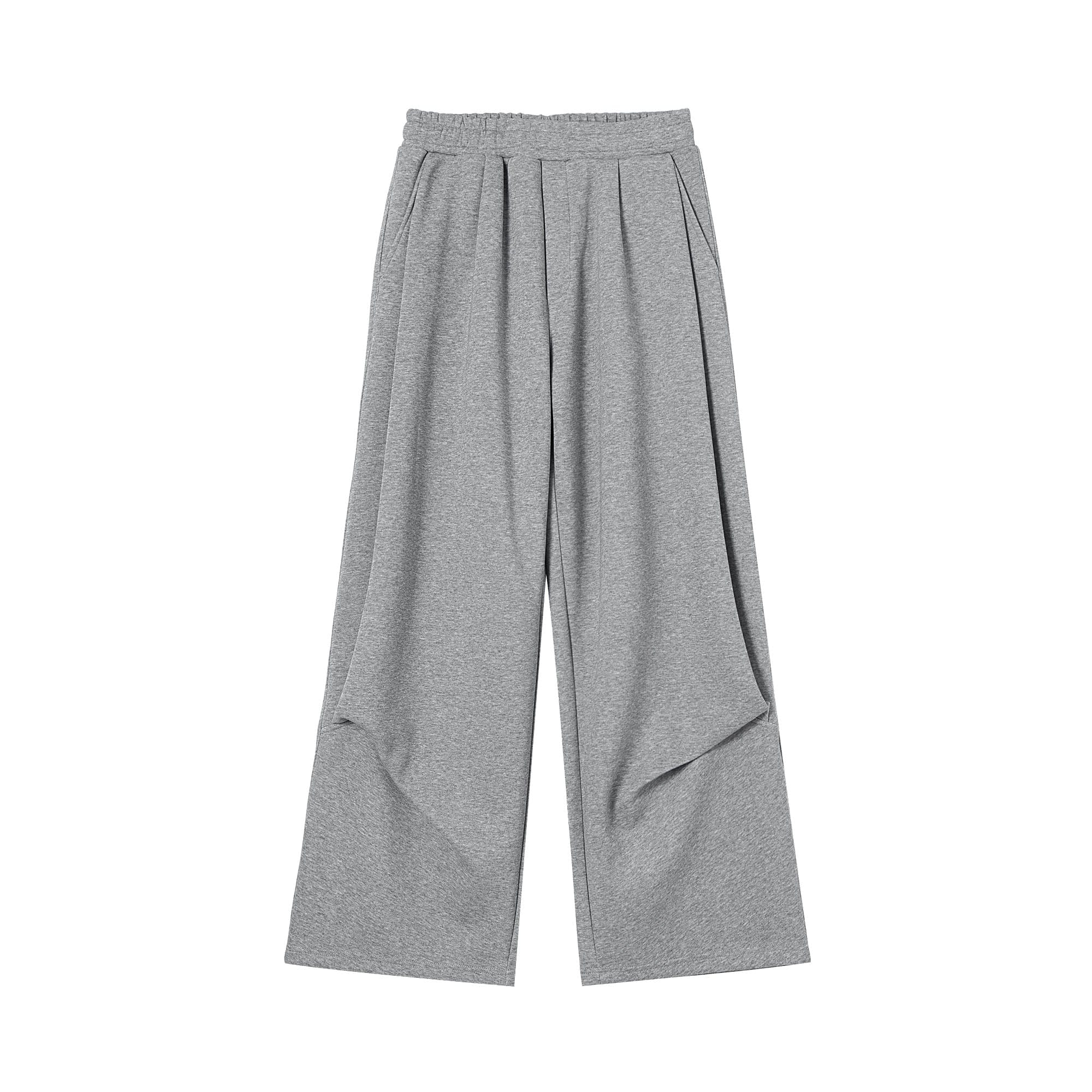 Gray and Black Pleated Wide-Leg Sweatpants