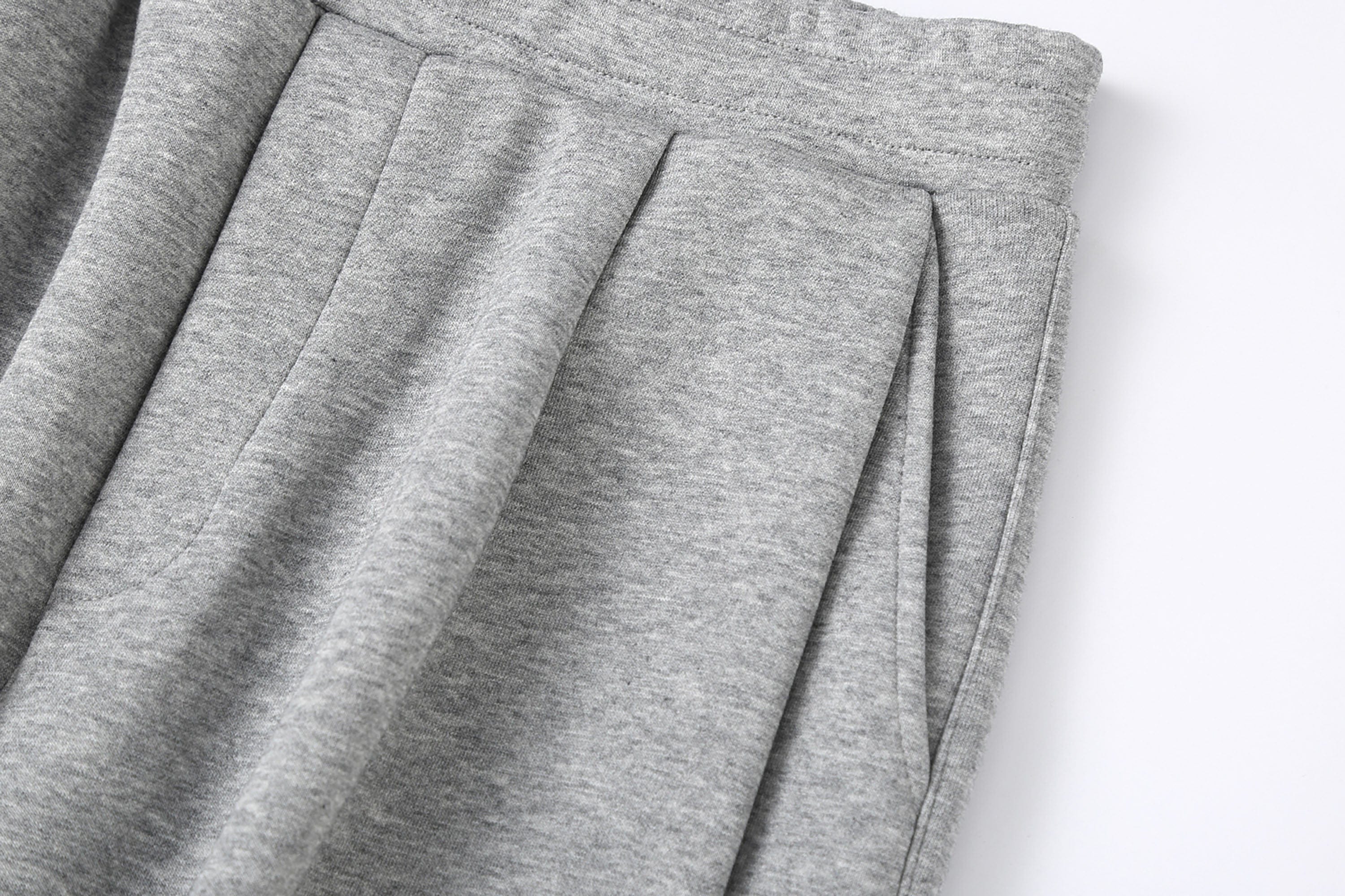 Gray and Black Pleated Wide-Leg Sweatpants