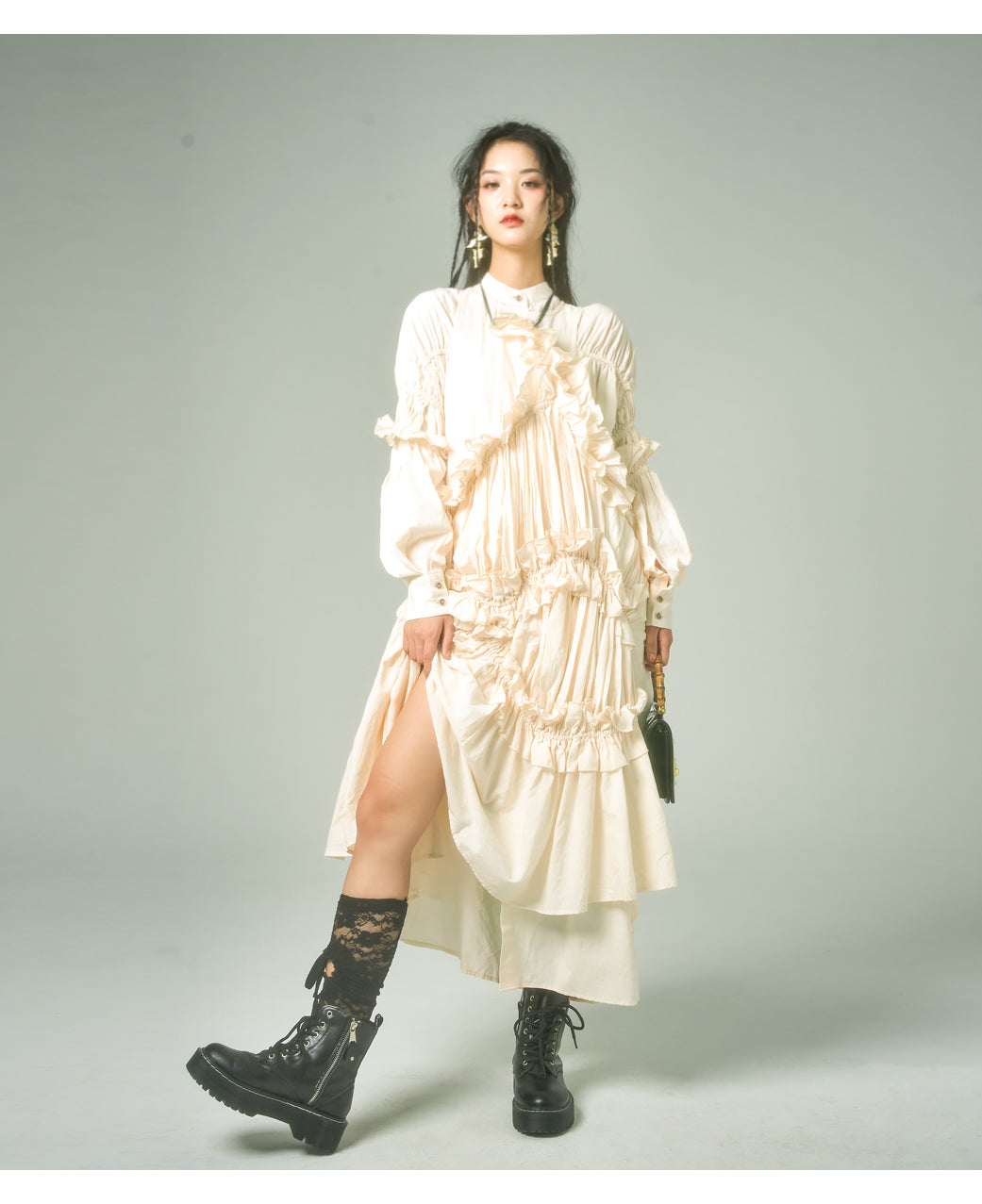 Elegant Cotton Ruffle Maxi Dress - chiclara