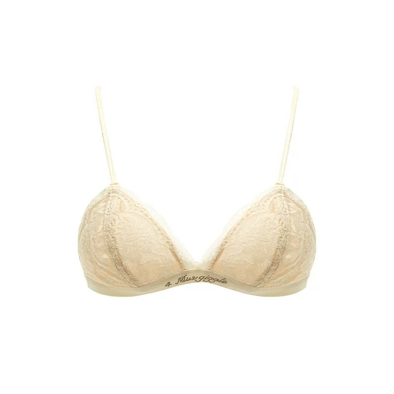 Pearl-Drop Cutout Top, Lace Pleated Skirt and Bra Separates French Beige Bra product view