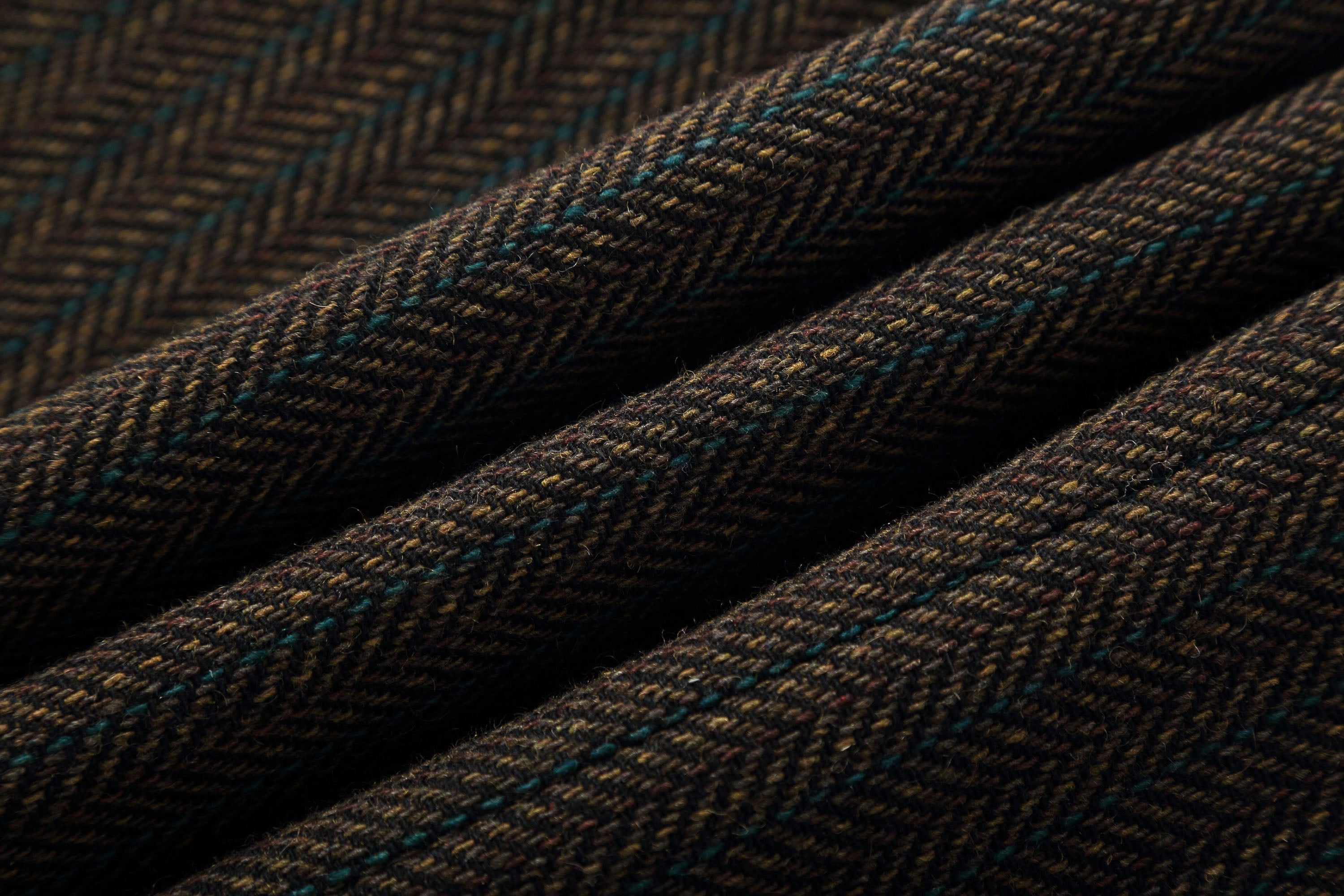 Vintage Herringbone Leather Collar Blazer