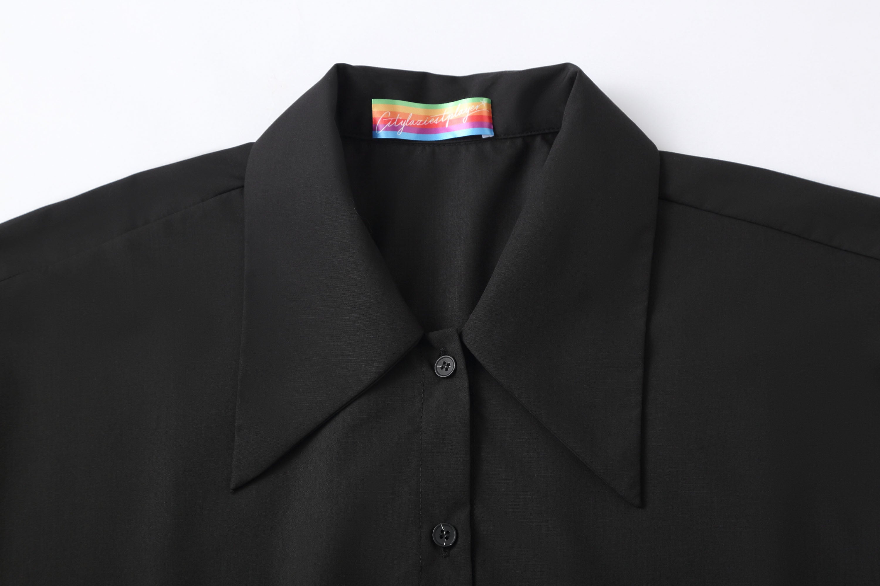 Button-Up Shirt with Tied Balloon Sleeves