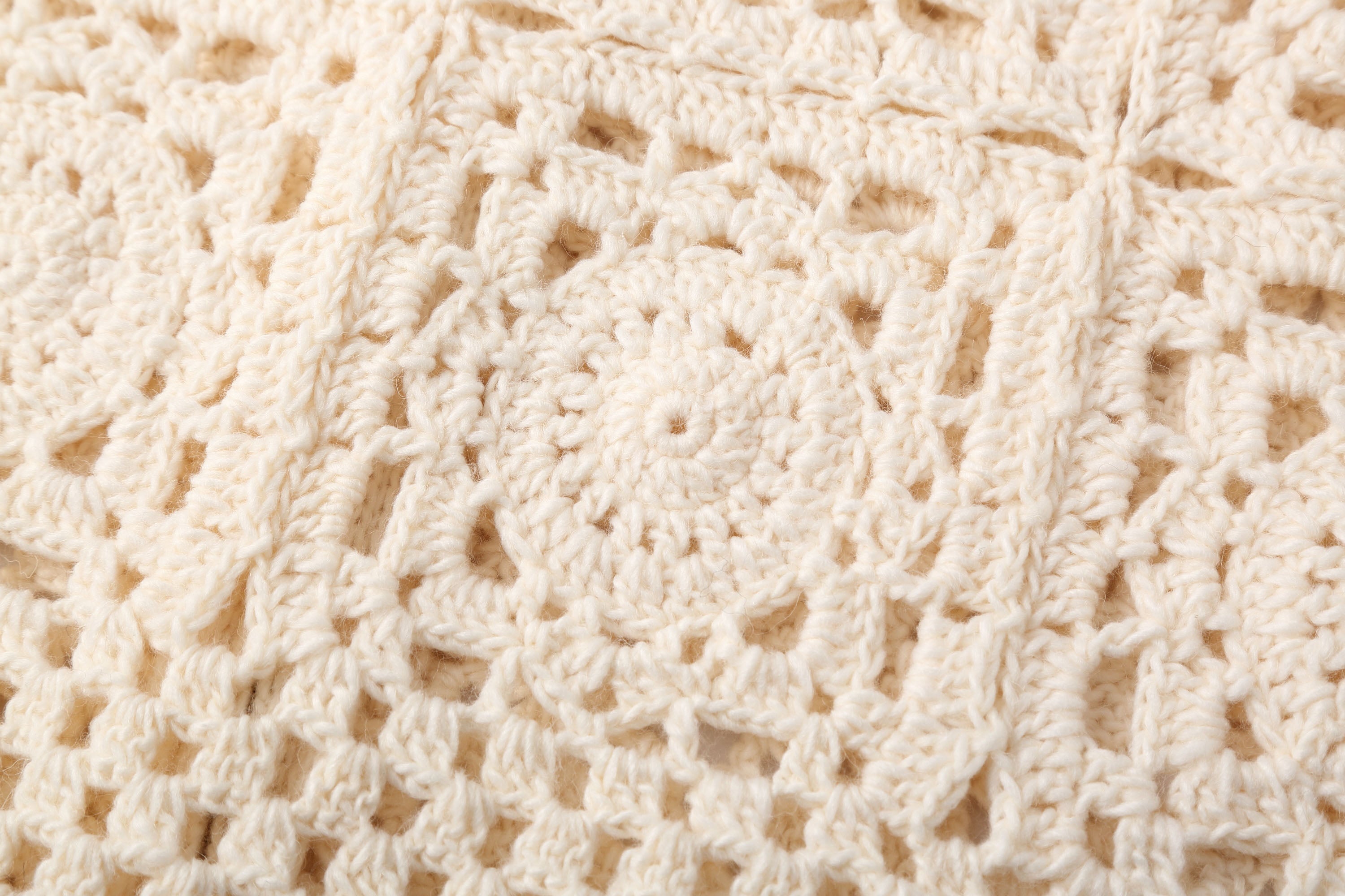 Cream Crochet Knit Cardigan