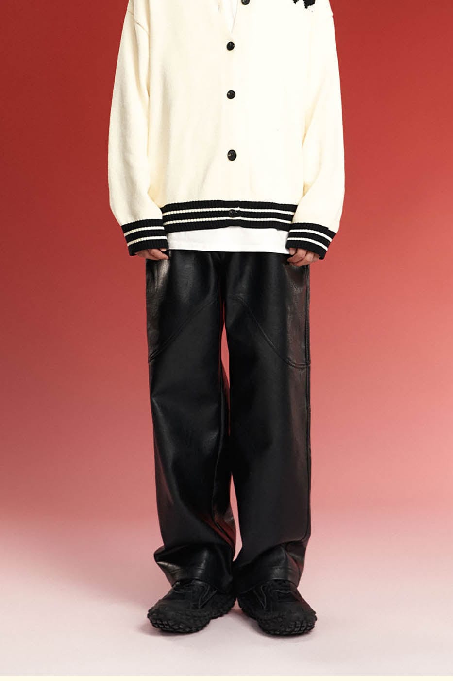 Spliced Faux Leather Pants