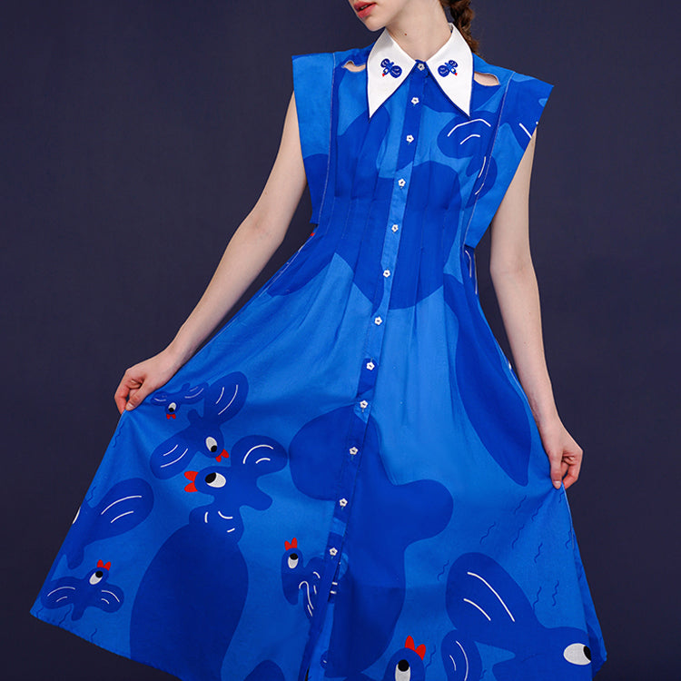 Whimsical Blue Bird Dress - chiclara