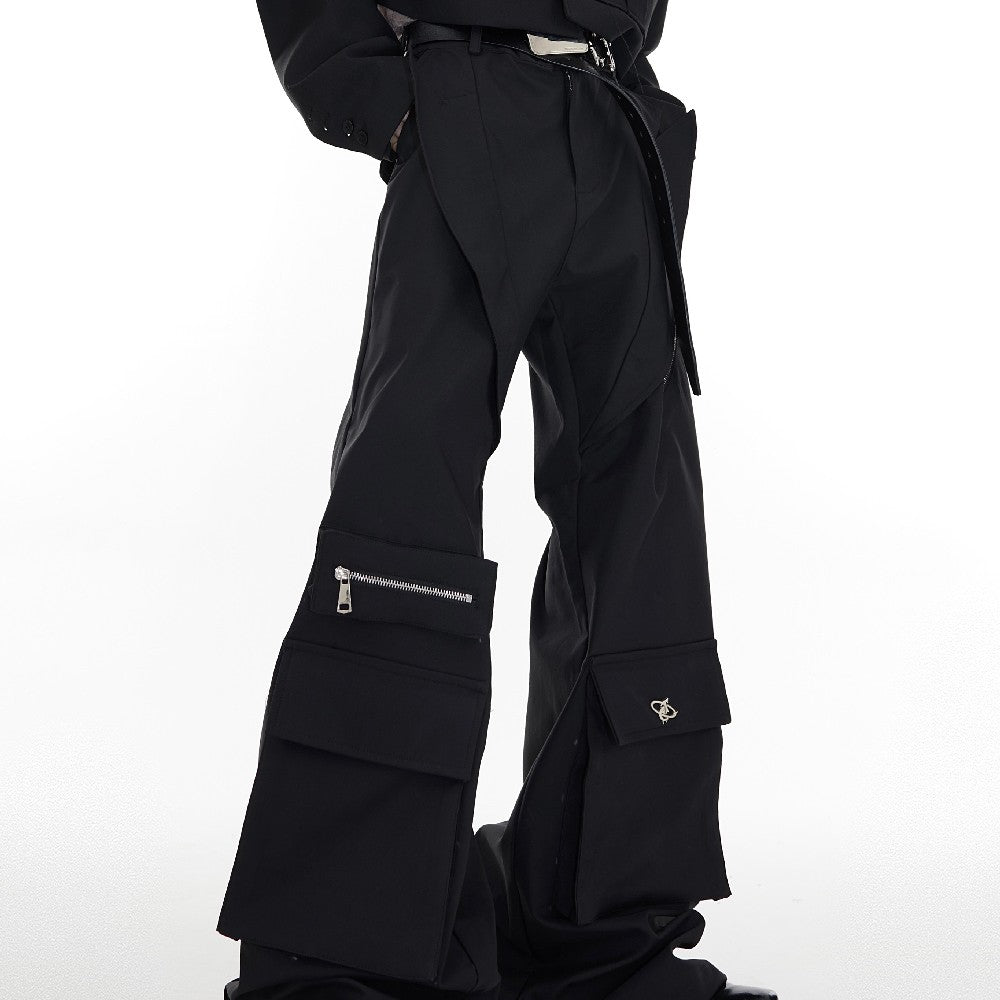 Multi Pocket Flared Trousers - chiclara