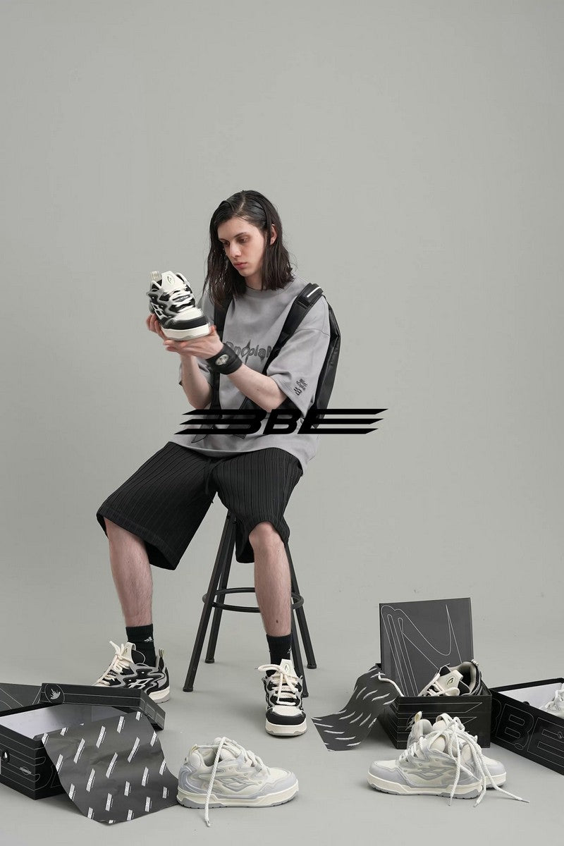Black and White Retro Wave Sneakers