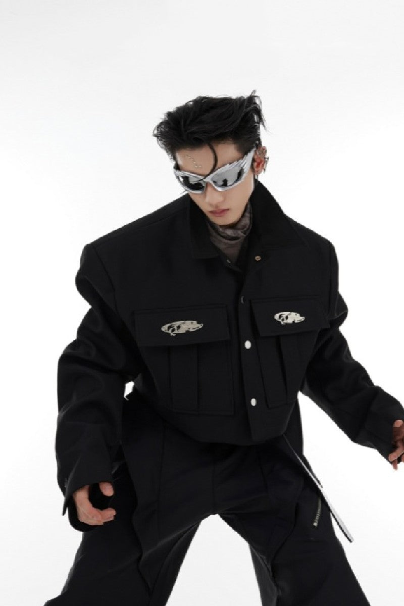 Shoulder Pad Cropped Jacket - chiclara