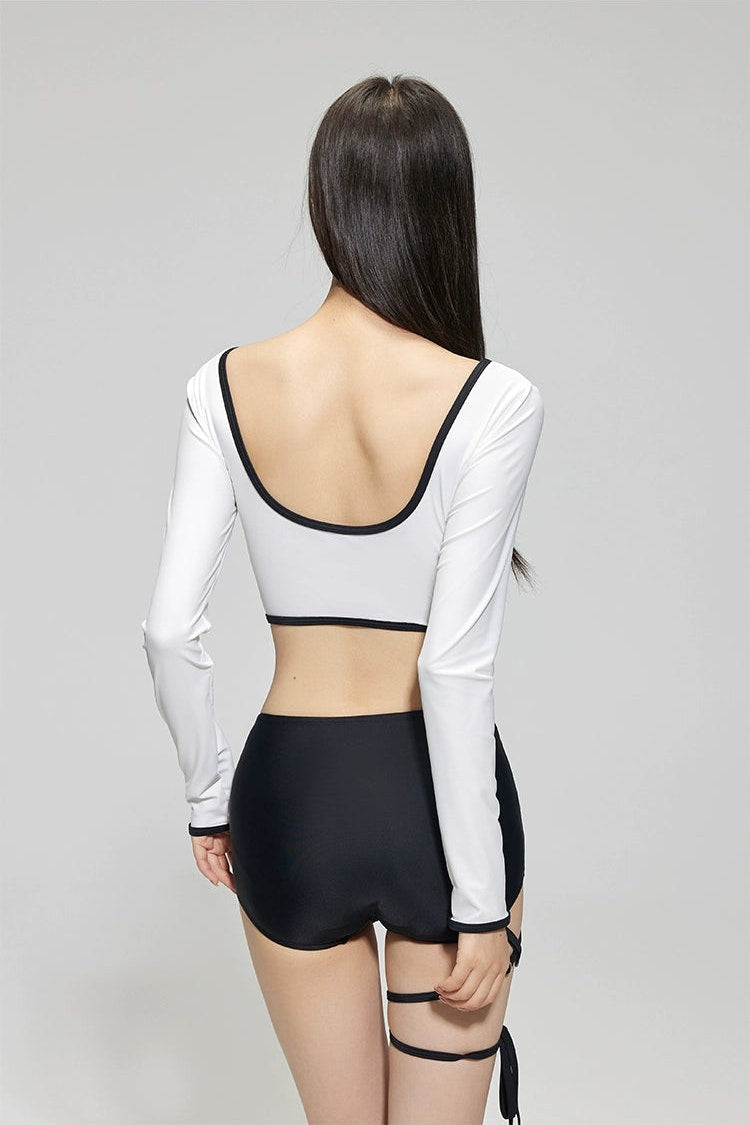 Black and White Strappy Crop Set