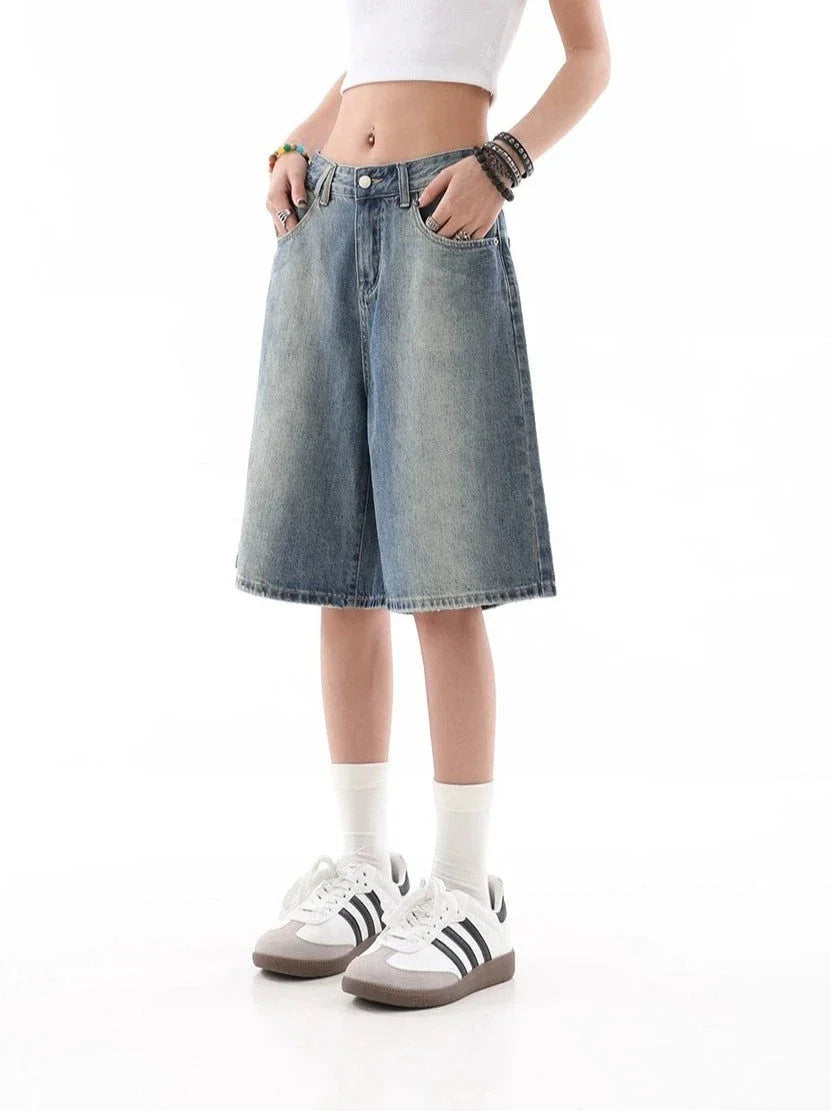 라이트워시 데님 버뮤다 culottes