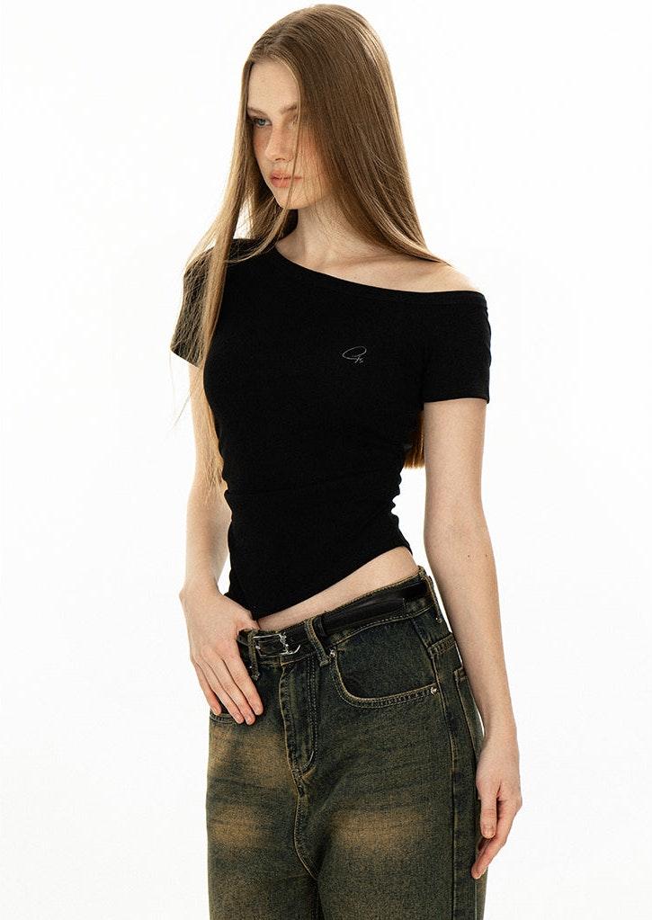 Off Shoulder Basic Dark Top