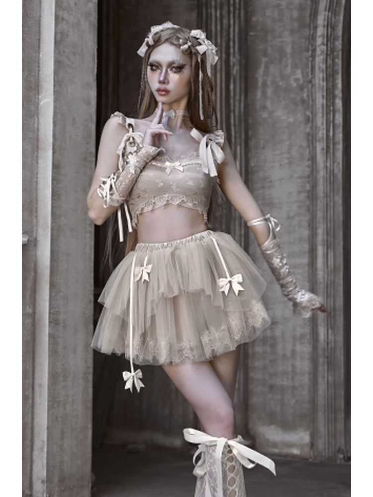 Falda de tul de encaje de arco