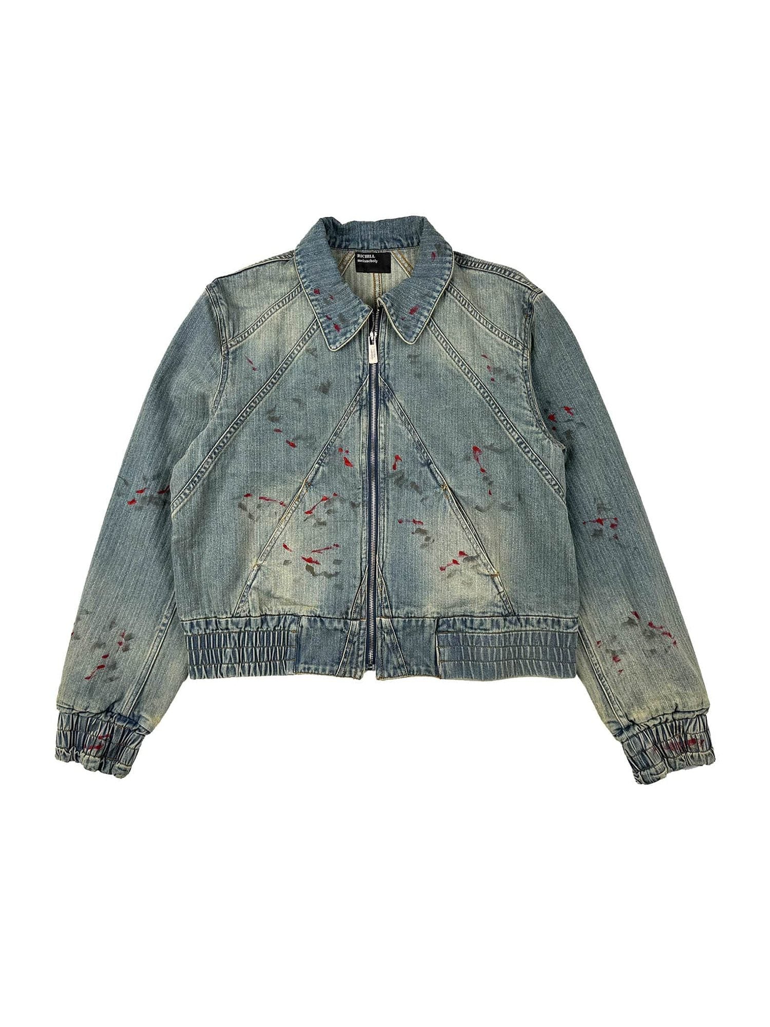 Bomber en jean de peinture éclaboussante
