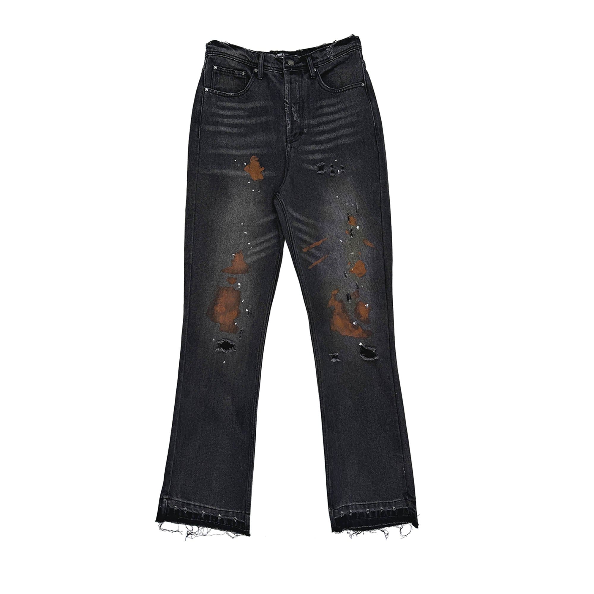 Jeans de brote de salpicadura de pintura angustiada