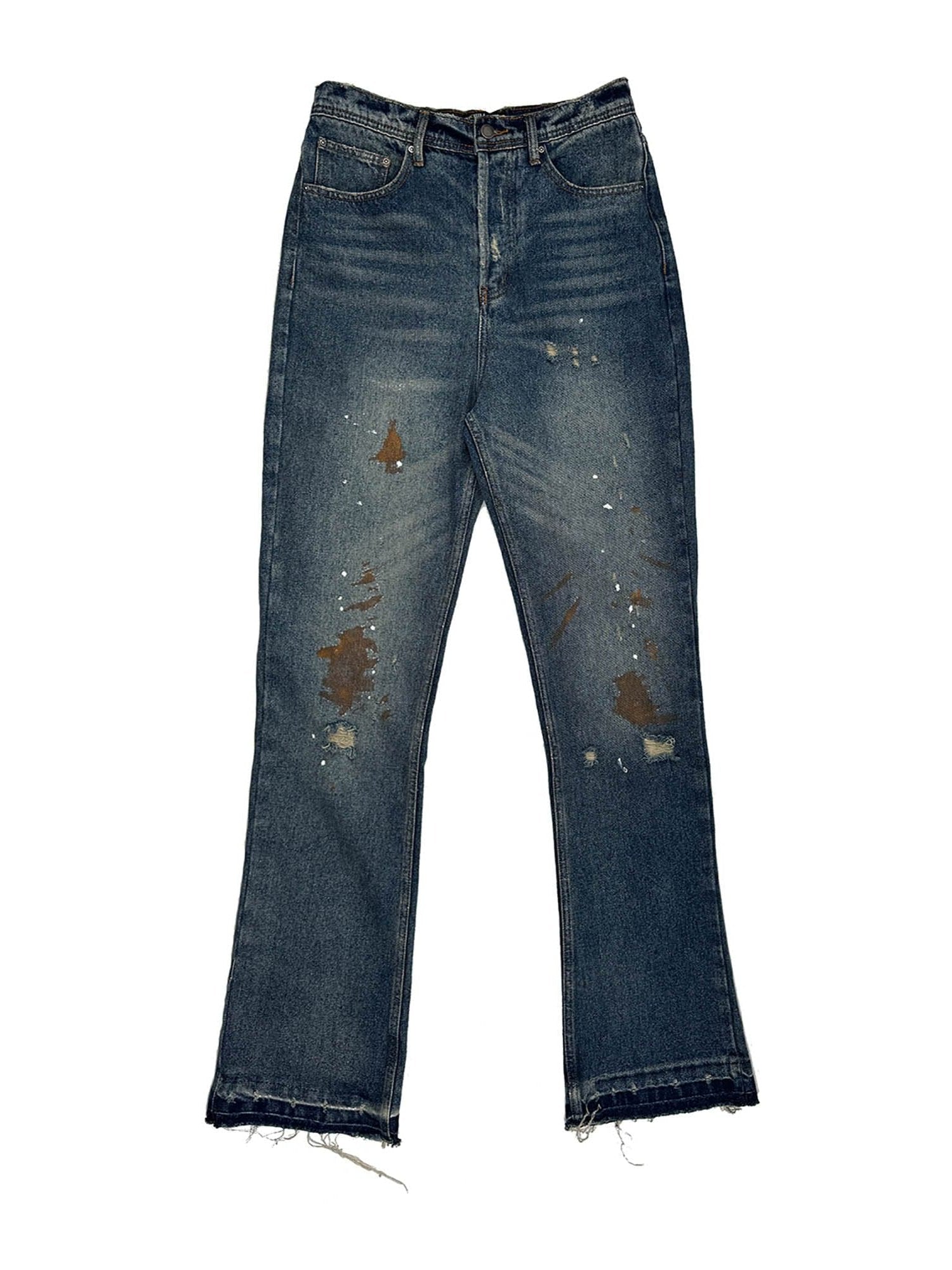 Jeans de brote de salpicadura de pintura angustiada