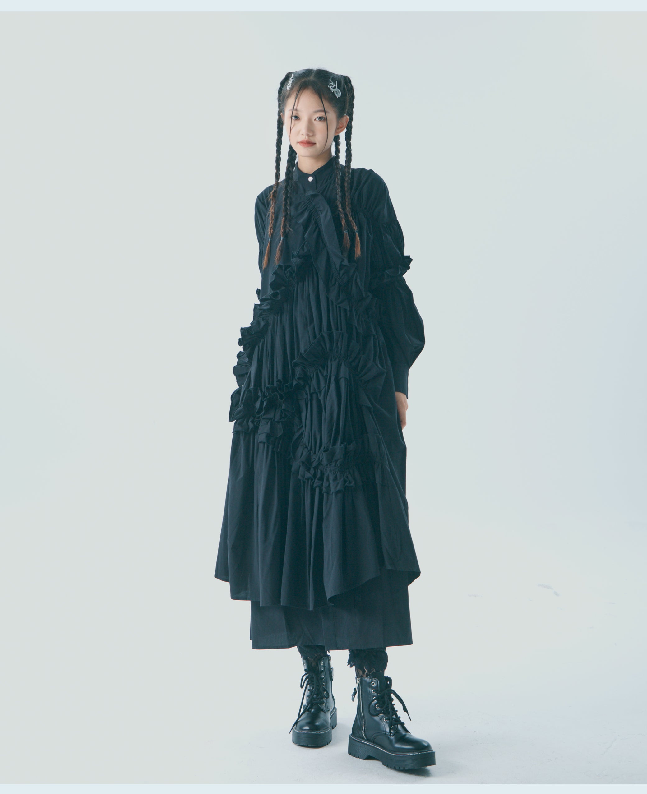 Elegant Cotton Ruffle Maxi Dress - chiclara