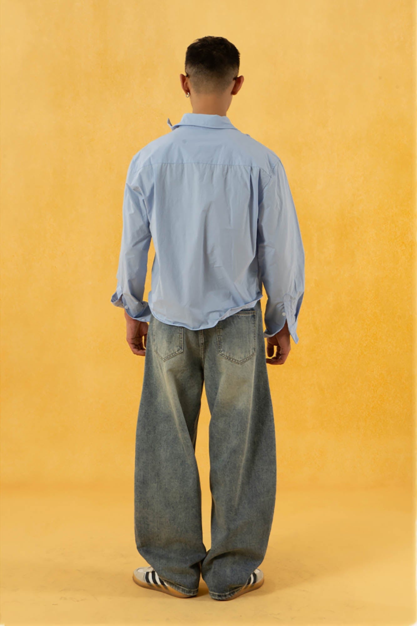 Extreme Wide-Leg Washed Denim Jeans